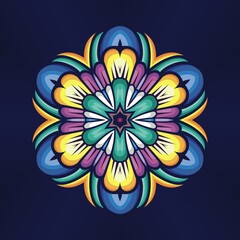 Mandala flower ornament ethnic decoration. Colorful design element for textile, fabric, frame and border, or fashion paper print.