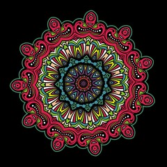 Mandala ornament ethnic decoration. Colorful design element for textile, fabric, frame and border, or fashion paper print.