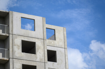Panel multi-storey house under construction against the sky.The concept of real estate, construction. Close-up