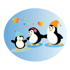 Cute penguin vector cartoon colored clipart illustration