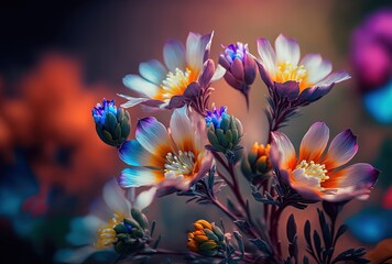 Obraz na płótnie Canvas illustration of beautiful wild flower bouquet with blur background, generative ai