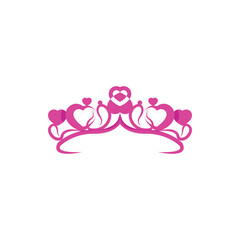Pink tiara crown fashion jewelry flat vector