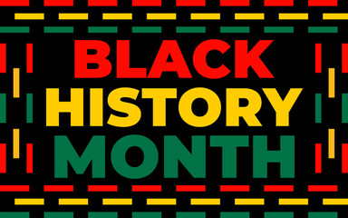 Black history month 2023 Celebration Background.  Black History Month text with human Fist and Seamless Pattern. Celebrated annually in February in the USA and Canada.