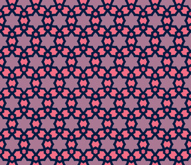 Pink and purple pattern with interlacing hoops and stars