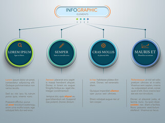 Four circle options or steps pattern. Vector illustration. Can be used for workflow layout, diagram, number options, step up options, web design, infographics