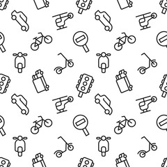 Fototapeta premium Vector seamless pattern of road sign, traffic light, vehicles for web sites, wrapping, printing, postcards, web sites, apps