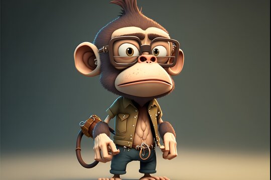 A sad monkey cartoon character or toy