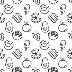 Vector seamless pattern of food for web sites, wrapping, printing, postcards, web sites, apps