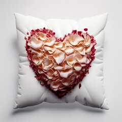 Heart shaped petals on a fresh pillow