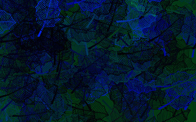 Dark Blue, Green vector doodle pattern with leaves.