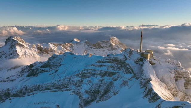 Aerial View of the Mountain Seantis in the Swiss Alps, Switzerland. Santis