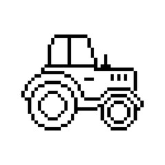 Obraz premium tractor icon 8 bit, pixel art agricultural icon for game logo. 
