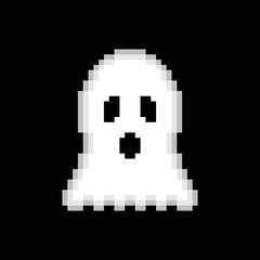  ghost  icon 8 bit, pixel art Halloween cartoon scary ghost icon for game  logo. 