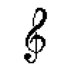  treble clef  icon 8 bit, pixel art icon for game  logo. 