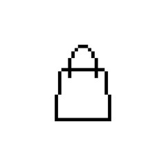  shopping bag icon 8 bit, pixel art icon for game  logo. 