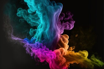 Fototapeta premium Abstract Multicolor Smoke Wallpaper. Colorful Background. Created by Generative AI.