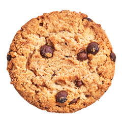  Delicious single chocolate cookie over isolated white background