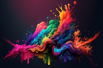 Obraz premium Abstract Multicolor Splash Wallpaper. Colorful Background. Created by Generative AI.