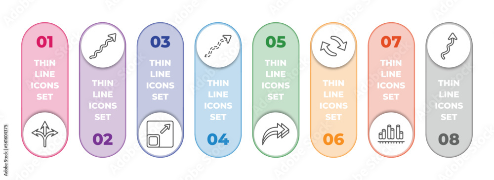 Poster user interface infographic element with outline icons and 8 step or option. user interface icons suc