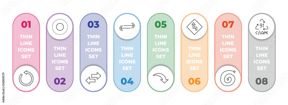 Poster user interface infographic element with outline icons and 8 step or option. user interface icons suc