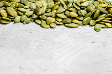 Green pumpkin seeds.