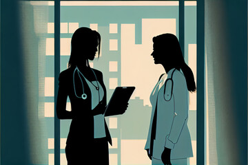 Medicine healthcare and Silhouette people concept female, generative ai