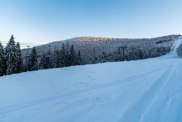 Velka Raca hill in winter Kysucke Beskydy mountains
