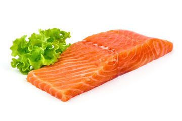 Fresh Salmon steak, isolated on white background.