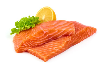 Fresh Salmon steak, isolated on white background.