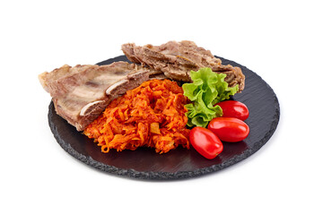 Boiled pork ribs, isolated on white background.