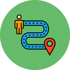 Location Distance Multicolor Circle Filled Line Icon