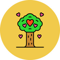 Tree Multicolor Circle Filled Line Icon