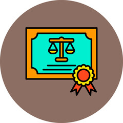 Certificate Multicolor Circle Filled Line Icon
