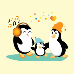 Cute penguin cartoon colored clipart illustration