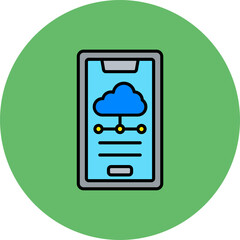 Mobile Cloud Multicolor Circle Filled Line Icon