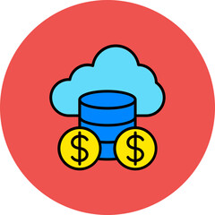 Cloud Money Multicolor Circle Filled Line Icon