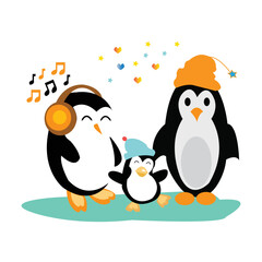 Naklejka premium Cute penguin vector cartoon colored clipart illustration