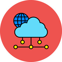 Cloud Network Multicolor Circle Filled Line Icon