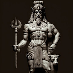Ancient Sumerian mythology. Gula,ancient Sumerian mythological god. Created with Generative AI technology.