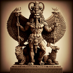 Fototapeta premium Ancient Sumerian mythology. Gula,ancient Sumerian mythological god. Created with Generative AI technology.