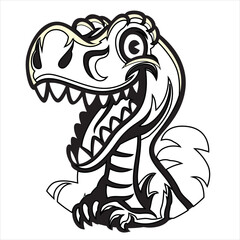 Dinosaur Coloring Page for Kids. vector drawing of cartoon dinosaur, for coloring book. Dino logo 