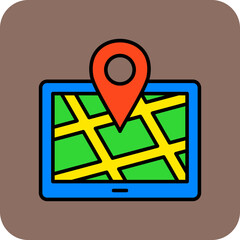 Location Multicolor Round Corner Filled Line Icon