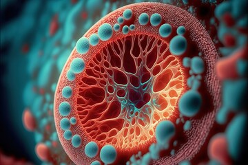 Anemia under microscope view. illustration created by generative AI - obrazy, fototapety, plakaty