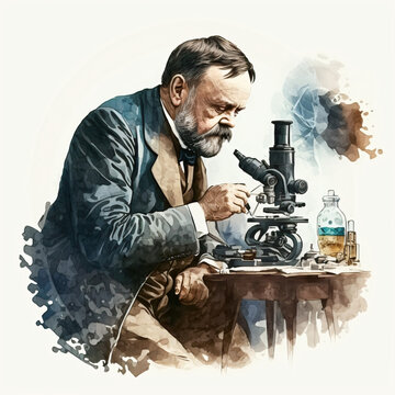 Louis Pasteur watercolor Generative Ai
