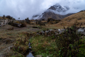 Landscape shot of Salkantay Pass Mountain Range