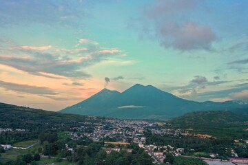 Aerial overlook of Antigua, Guatemala