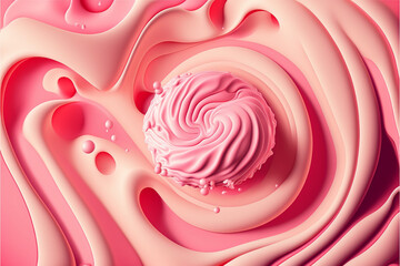 Strawberry Icecream abstract background, Generative Ai 
