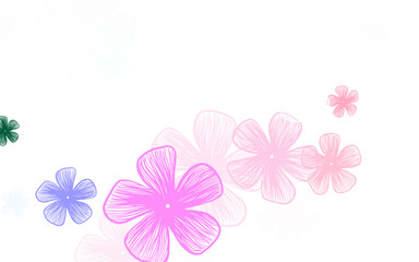 Light Multicolor vector doodle backdrop with flowers.