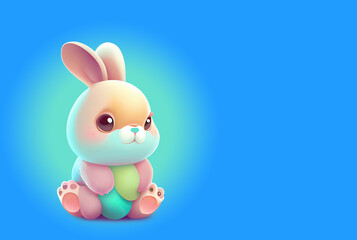 Obraz premium Easter rabbit greeting card concept in the style of vector graphic made with Generative AI