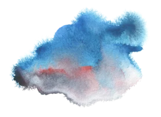 Poster PNG Abstract Smoke blue colors watercolor and ink cloud blot on transparent backgrownd. © Liliia